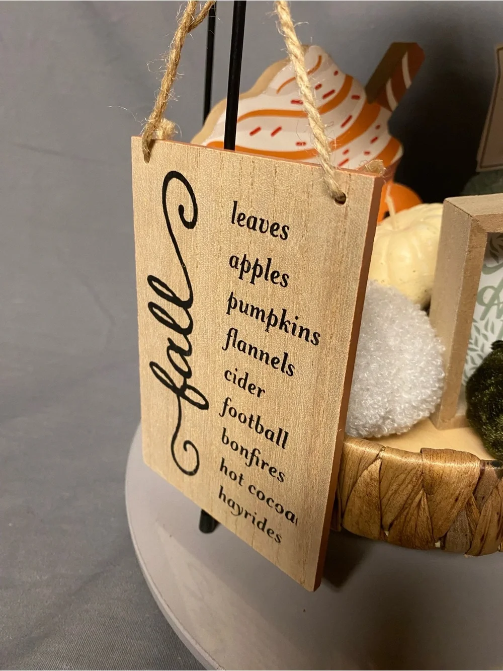 Autumn Pumpkin Patch Decorative Tiered Tray Set - White, Orange, Green